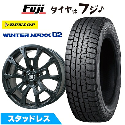 【新品国産車用5穴114.3】 スタッドレスタイヤ ホイール4本セット 215/60R16 ダンロップ ウインターマックス 02 WM02 ビッグウエイ B-LUGNAS BRD(マットブラック) 6.5J 16インチ(送料無料)｜フジコーポレーション