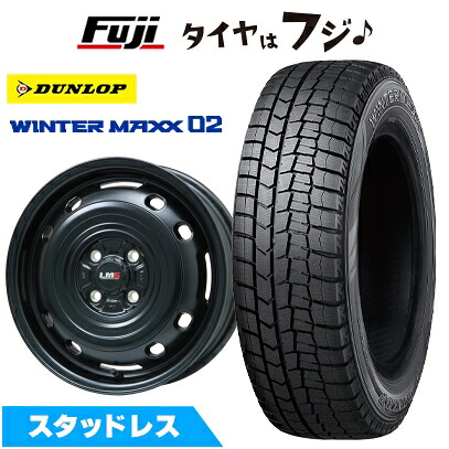 【新品国産車用4穴100】 スタッドレスタイヤ ホイール4本セット 175/70R14 ダンロップ ウインターマックス 02 WM02 レアマイスター LMG OFF-STYLE 2 (マットブラック) 5J 14インチ(送料無料)