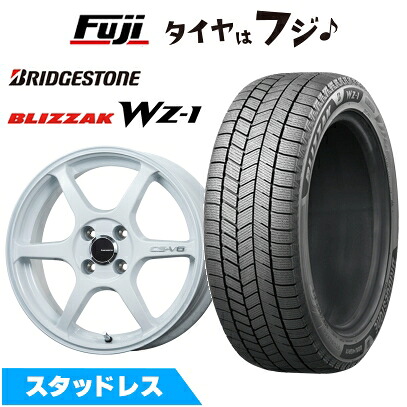 【新品国産車用4穴100】 スタッドレスタイヤ ホイール4本セット 185/60R16 ブリヂストン ブリザック WZ-1 レアマイスター CS-V6(ホワイト) 6J 16インチ(送料無料)｜フジコーポレーション
