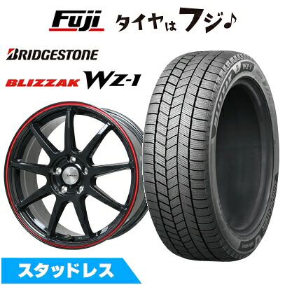 【新品】クラウン/マークX スタッドレスタイヤ ホイール4本セット 215/60R16 ブリヂストン ブリザック WZ-1 レアマイスター LMスポーツ LM-QR グロスブラック/レッドライン 7J 16インチ(送料無料)