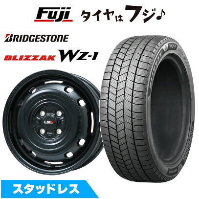 【新品国産車用4穴100】 スタッドレスタイヤ ホイール4本セット 185/70R14 ブリヂストン ブリザック WZ-1 レアマイスター LMG OFF-STYLE 2 (マットブラック) 5J 14インチ(送料無料)