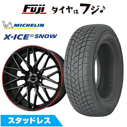 【新品】輸入車用 MINI（U25） スタッドレスタイヤ ホイール4本セット 225/60R17 ミシュラン エックスアイス スノー ビッグウエイ EURO BAHN ニュルブルグMTX(マットブラック/レッドリム) 7.5J 17インチ(送料無料)