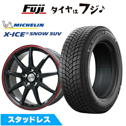 【新品国産車用5穴114.3】 スタッドレスタイヤ ホイール4本セット 215/70R16 ミシュラン エックスアイス スノー SUV レアマイスター LMスポーツ LM-QR グロスブラック/レッドライン 7J 16インチ(送料無料)