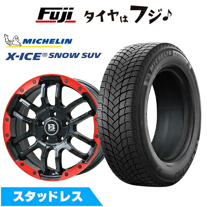 【新品国産車用5穴114.3】 スタッドレスタイヤ ホイール4本セット 225/65R17 ミシュラン エックスアイス スノー SUV ビッグウエイ B-LUGNAS FRD(マットブラック/レッドリム) 7J 17インチ(送料無料)