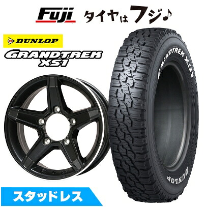 【新品】ジムニー スタッドレスタイヤ ホイール4本セット 185/85R16 ダンロップ グラントレック XS1 RWL ホワイトレター プレミックス エステラ(マットブラック/リムポリッシュ) 5.5J 16インチ(送料無料)｜フジコーポレーション