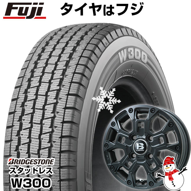 【新品 軽自動車】軽トラ 軽バン スタッドレスタイヤ ホイール4本セット 145/80R12 80/78N ブリヂストン W300(限定) ビッグウエイ B-LUGNAS BRD(マットブラック) 4J 12インチ(送料無料)
