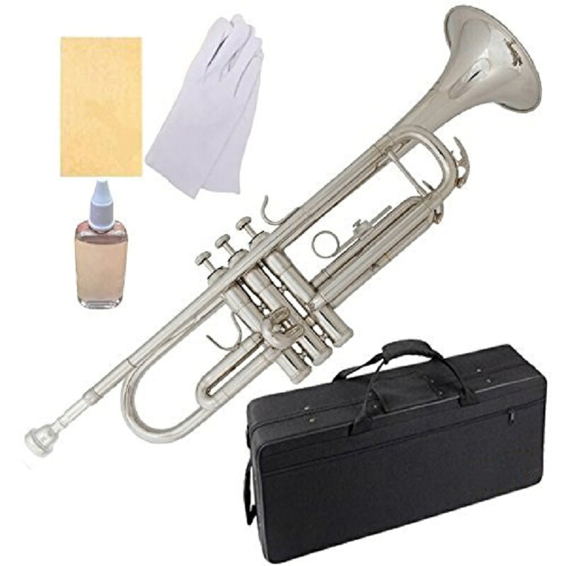 トランペット Bb調 Trumpet 初心者 清潔アクセサリー付 (ニッケルメッキ)