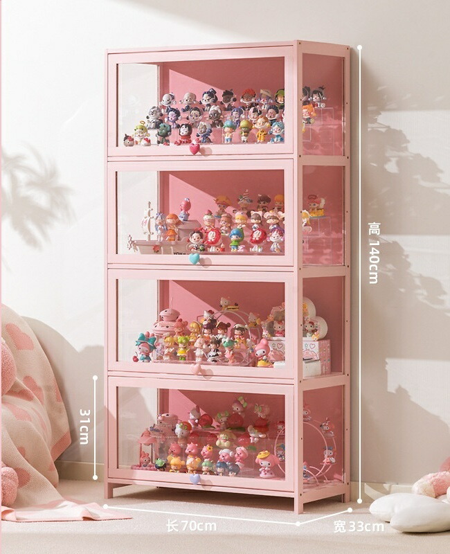 アクリル コレクションケース 上下スライド式扉 竹製 4層5層 大型 ロータイプ フィギュアコレクション棚 ガラスケース 収納 完全密封 透明展示ケース 耐荷重抜群 透明 大容量