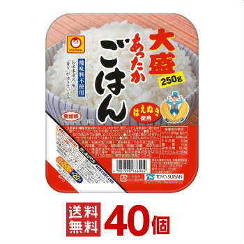 <br>大盛 マルちゃん レトルトご飯 あったかごはん 大盛250g 40個（10個入×4ケース分）[東洋水産 送料無料 レトルト食品 白ごはん レンジごはん 非常食 保存食 まとめ買い 箱 ケース 仕送り]