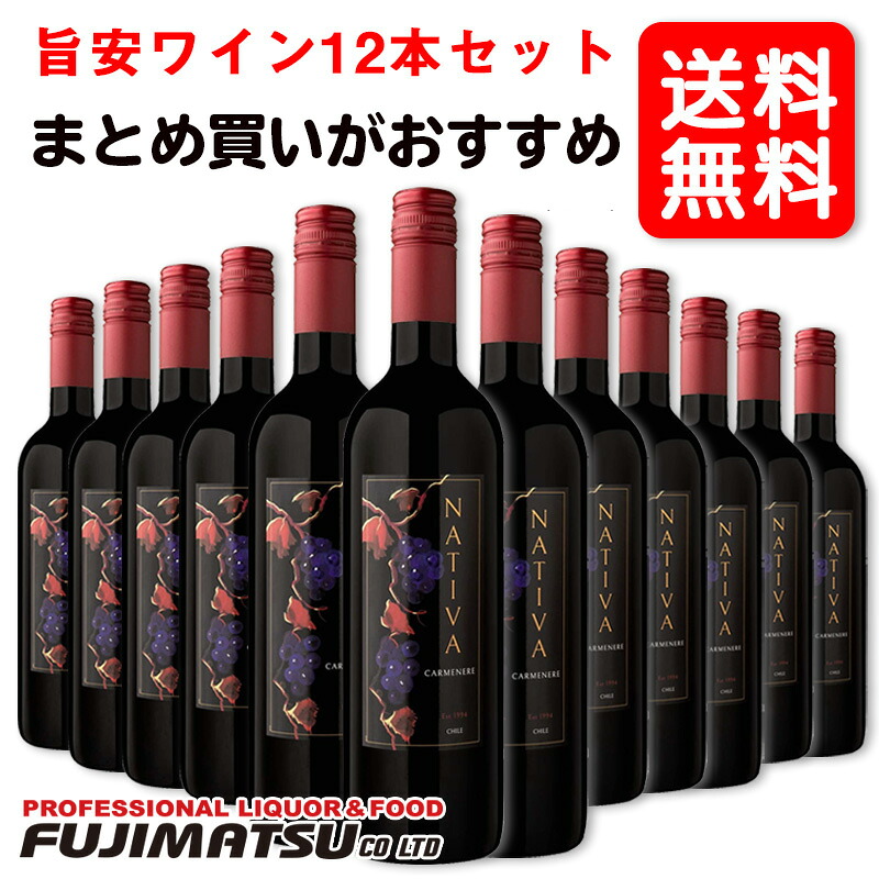 【送料無料セット】ナティバ カルメネール 750ml×12本 赤ワインセット ナティバ・エステーツ チリ ※一部地域送料別途必要 ※ヴィンテージが画像と異なる場合がありますご注文前にお問い合わせ下さい。 母の日 ギフト 御祝 熨斗