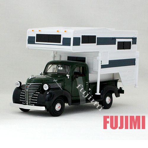 MotorMax （モーターマックス） 1941 Plymouth Pick Up Camper 1/24 緑であること プリムス 取りあつめる 野宿鉄道車両 ミニカー 車-おもちゃ
