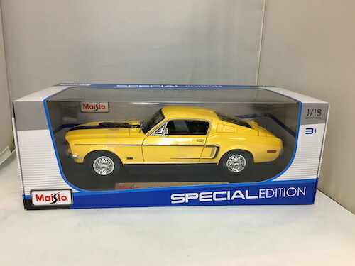 Maisto (マイスト) 1968 Ford Mustang GT Cobra Jet 1/18 イエロー フォード マスタング コブラジェット マッスルカー コブラ ミニカー｜飲料食品卸売 ホールセール フジミ