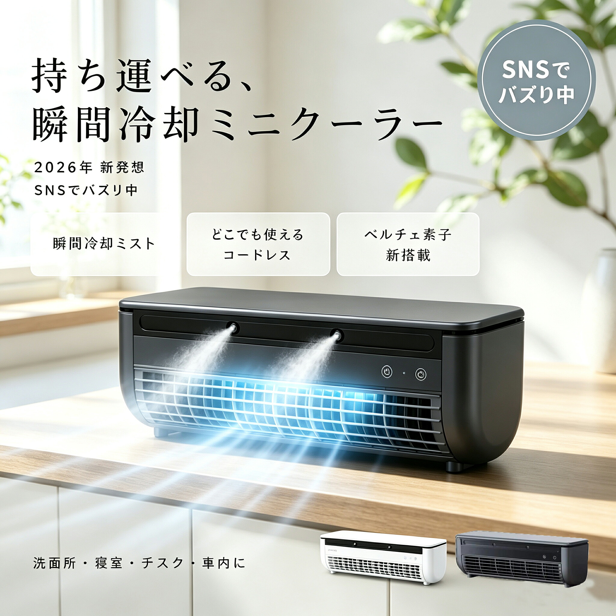 【レビュー特典!】クールエアーミスト 瞬間冷却 コードレス スポットエアコン 壁掛けエアコン ミスト加湿 小型 大容量6000mAh 冷風扇 ミニエアコン ミニクーラーポータブルクーラー ペルチェ素子 キャンプ 静音 クールエアミスト 壁掛け ポータブルクーラー 車用冷風機 夏用｜CAMERA