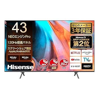 楽天市場】【中古】ハイセンス 43V型 4Kチューナー内蔵 液晶 テレビ