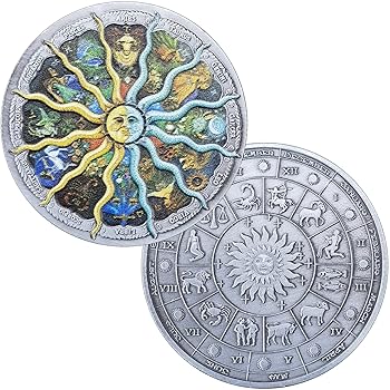 【中古】十二星座 カラフル チャレンジコイン 干支 ラッキーコイン 幸運 チャーム