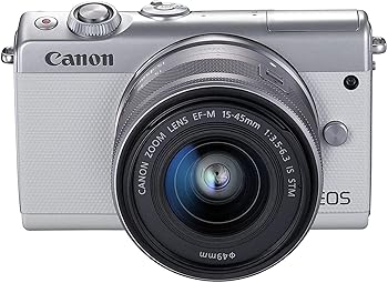 【中古】Canon 鏡鑑受け答え一眼写真機 EOS M100 EF-M15-45 IS STM 水晶体一揃いの道具(白いこと) EOSM100WH1545ISSTMLK
