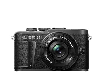 【中古】OLYMPUS 銀鏡受け答え一眼写真機 PEN E-PL10 14-42粍 EZ水晶体一揃いの道具 黒いこと