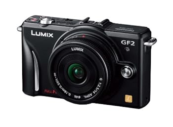 【中古】パナソニック デジタル一眼写真機 GF2 水晶体一揃いの道具(14粍/F2.5ホットケーキ水晶体属する) フルハイビジョンムービー一眼 学習能力黒いこと DMC-GF2 C