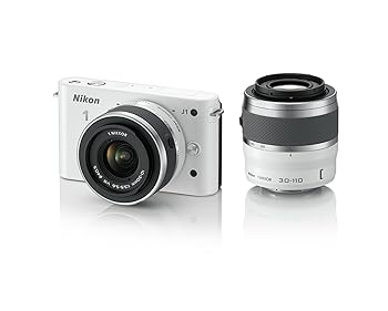 【中古】Nikon 銀鏡受け答え一眼写真機 Nikon 1 (ニコン一) J1 (ジェイワン) ダブルズームキット 白いことN1 J1WZ WH