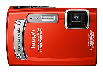 【中古】OLYMPUS デジタル写真機 TG-320 1400万絵素 3m雨合羽 1.5m耐落下ぼうぜん自失 赤いこと TG-320 RED