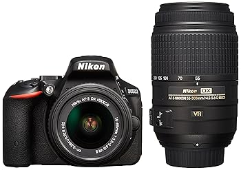 【中古】Nikon デジタル一眼二眼レフ写真機 D5500 ダブルズームキット 黒いこと 2416万絵素 3.2型液晶 タッチパネルD5500WZBK
