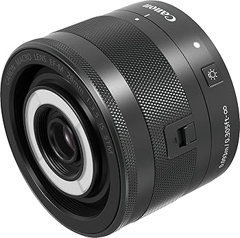 【中古】Canon マクロ命令水晶体 EF-M28粍 F3.5 IS STM 鏡鑑受け答え一眼相応う EF-M28/F3.5 M IS STM