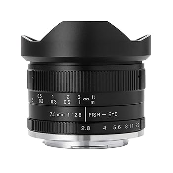 【中古】【国内正規品】 七工匠 7Artisans 単焦点レンズ 7.5mm F2.8 Fish-eye II (キヤノンEF-M, ブラック)|フジセイ