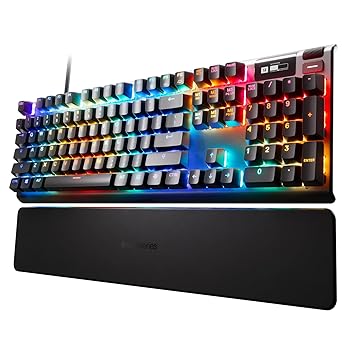 【中古】SteelSeries ゲーミングキーボード 有線 英語取り合わせ 磁気大広間成り行き検知器 OmniPoint取り替えっこ 有機EL見せびらかす積み上げる Apex Pro US 64626 ブラッ