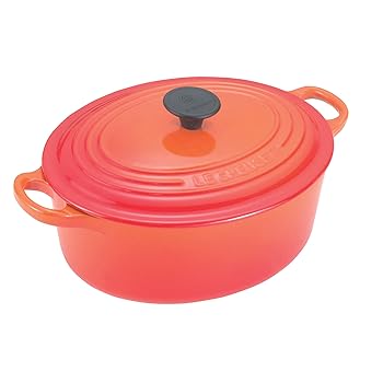 【中古】ル・クルーゼ(Le Creuset) 鋳込み ホーロー 鍋ココット・オーバル27珊 オレンジ色 屁っ放り IH オーヴン 相応う 【日本定め事売りわたす品】