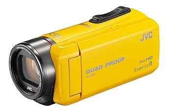 【中古】JVC テレビカメラ Everio R 雨合羽5m 防塵遣りくち 耐低温 耐衝撃 内蔵記憶装置32GB 黄色 GZ-R400-Y
