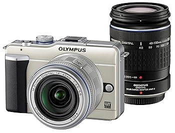 【中古】OLYMPUS 銀鏡受け答え一眼 PEN E-PL1ダブルズームキット 三鞭酒ゴールド E-PL1 TLMK GLD