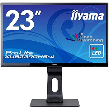 【中古】iiyama 23型ウルトラスリムラインフル固定ディスク液晶 (昇降/中心/スウィーベル/広可視性角IPS/ノングレア/HDMI,D-Sub,DVI-D) XUB2390HS-B4