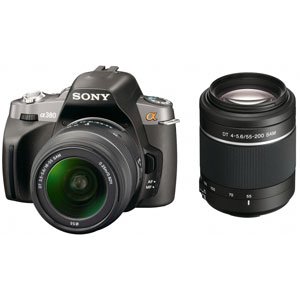 【中古】SONY デジタル一眼レフカメラ α380 ダブルズームレンズキット ブラック DSLRA380Y｜フジセイ