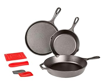 【中古】Lodge 油をなじませた鉄製膳立て手道具書き割り。 6 Piece Skillet Set L6SPB41