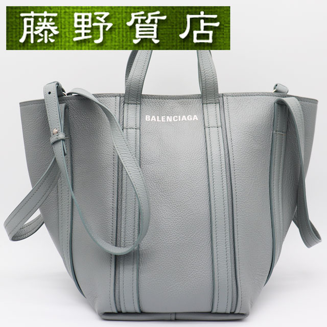 バレンシアガ BALENCIAGA エブリデイ トート なめし革 青碧 薄墨色 しろがね色金具 672791 2way 御徒面子 曲がった掛け ブランド名御徒面子 トートバッグ ハンドバック バレンシアガバッグ バレンシアガトートバッグ 8365