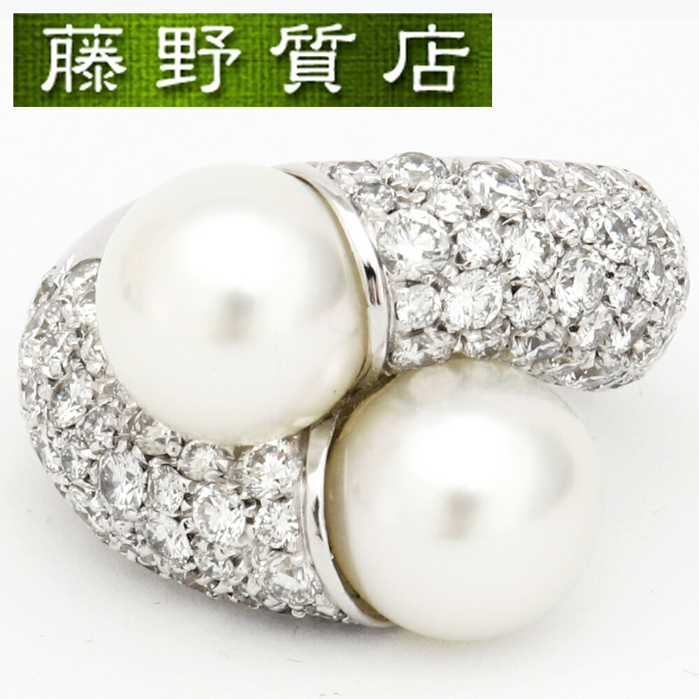 楽天市場 送料無料 美品 ミキモト Mikimoto パール リング パヴェ ダイヤ 指輪 11 11号 750wg 真珠 9 7mm玉 ダイヤモンド 8507 藤野質店 楽天市場店