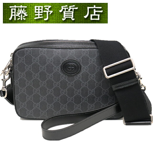 （美品） グッチ GUCCI インターロッキングG付き添い人 クロスボディバッグ GGスプリーム 黒 しろがね色金具 703468 曲がった掛け グッチ肩部 御徒面子 中古 gg スプリーム クロスボディバック グッチうしろ側 中古御徒面子 中古うしろ側 グッチうしろ側中古 GUCCIショルダーバック 8052
