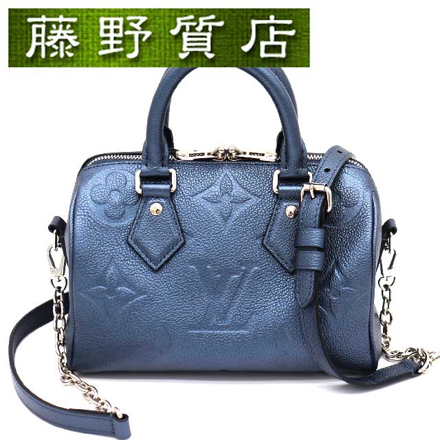 （美品）ルイヴィトン LOUIS VUITTON スピーディ バンドリエール20 モノグラムアンプラント メタリックブルー しろがね色金具 M58958 2way 曲がった掛け ショルダーバッグ レディース ハンドバック ブランド名 ミニ豆の町 ルイヴィトンバッグ ヴィトンバッグ ルイビトン 8442