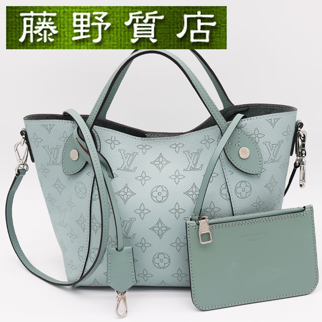 （美品）ルイヴィトン LOUIS VUITTON ヒナPM マヒナ ヴェールラグーン しろがね色金具 M55905 2way 曲がった掛け ブランド名 ハンドバック ショルダーバッグ レディース 合切袋付き添い人 ルイヴィトンバッグ ルイビトン ルイヴィトンショルダーバッグ ルイ・ヴィトンバッグ 9150