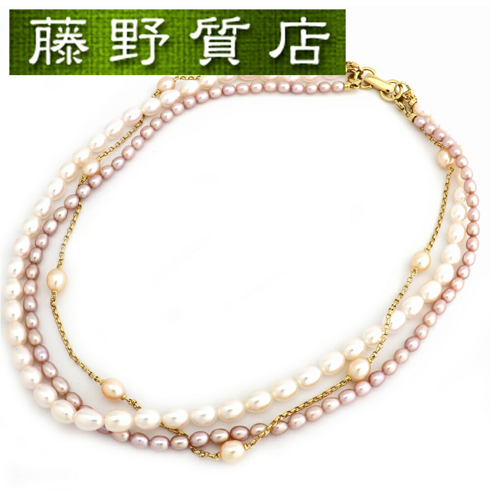 【美品】MIKIMOTO　3連パール　スターリングシルバー　ネックレス最大7.4