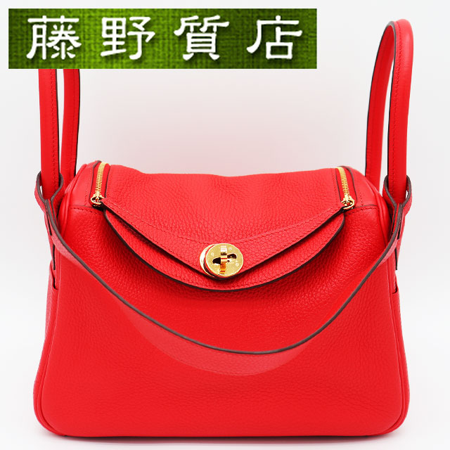 エルメス HERMES リンディ26 トリヨン ルージュクー ゴールド金具 D目じるし 2019年 2way 御徒面子 ショルダーバッグ レディース 肩かけ ハンドバック  ブランド名御徒面子 エルメス リンディ 中古 hermes lindy 26 エルメス 御徒面子 肩部 8078