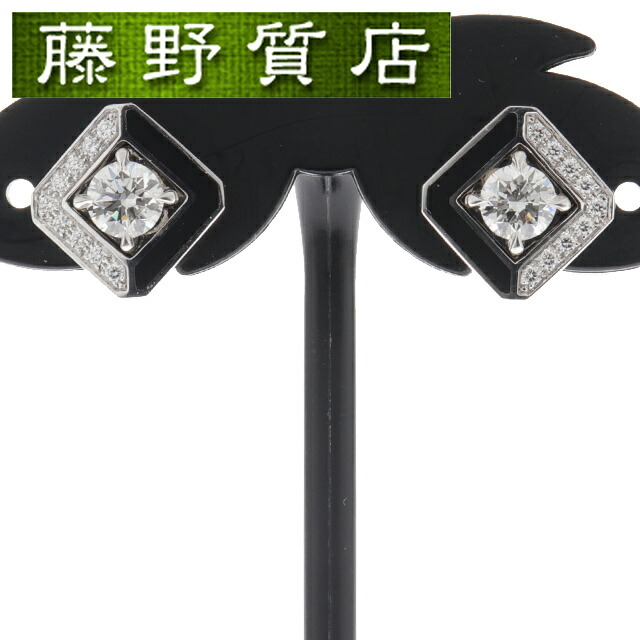 (新品仕上げ済) CARTIER ガラントリー ドゥ カルティエ ピアス K18 WG × ダイヤ × ブラックラッカー N8515158 GIA 中古 カルティエピアス カルティエCartier ダイヤモンドピアス 両耳 ダイヤピアス ハイ ブランド ジュエリー ダイヤモンド レディース 9033