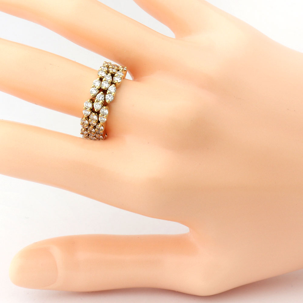 送料無料 指輪 美品 モーブッサンダイヤリングジュ ル ヴジュ ル ヴ3連リング指輪約14号ダイヤリングk18 Yg X ダイヤモンド85 藤野質店店ダイヤモンドがメッシュ状にセッティングされたデザインのリング