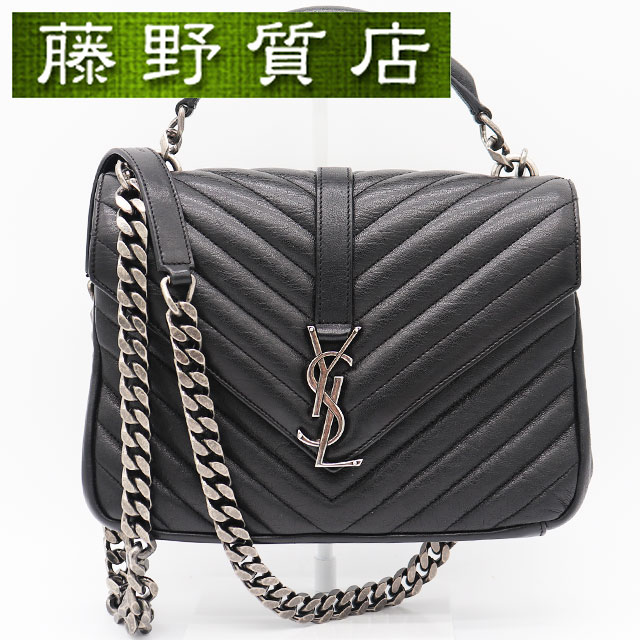 サンローラン SAINT LAURENT YSL カレッジ バッグ 2way ショルダーバッグ ハンドバッグ レザー ブラック シルバー金具 428056 斜め掛け ブランドバッグ ブランドバック ショルダーバック レディース ハンドバック ブランド ショルダー バッグ 8343
