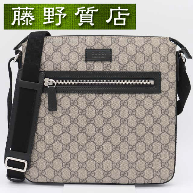 （美品）グッチ GUCCI GGスプリーム ショルダーバッグ レザー ベージュ ブラック シルバー金具 779846 斜め掛け メッセンジャーバッグ レディース メンズ グッチバッグ グッチショルダーバッグ gucci バッグ ブランドバッグ 斜めがけバッグ 8351