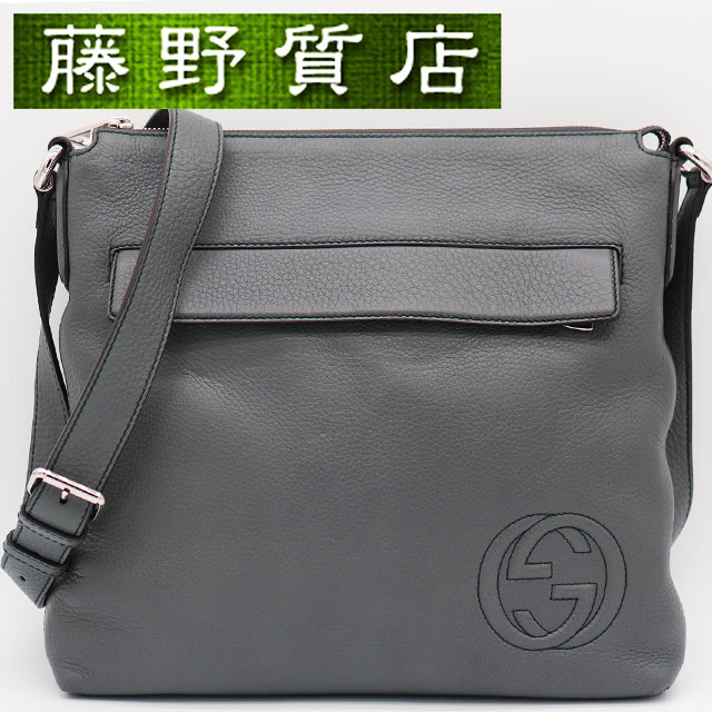グッチ GUCCI インターロッキングG ショルダーバッグ なめし革 薄墨色 しろがね色金具 322059 ショルダーバッグ 曲がった掛け メンズ ブランド名御徒面子 曲がった掛けショルダーバッグ グッチ御徒面子 グッチうしろ側 グッチ肩部 御徒面子 中古 曲がったがけ御徒面子 8284