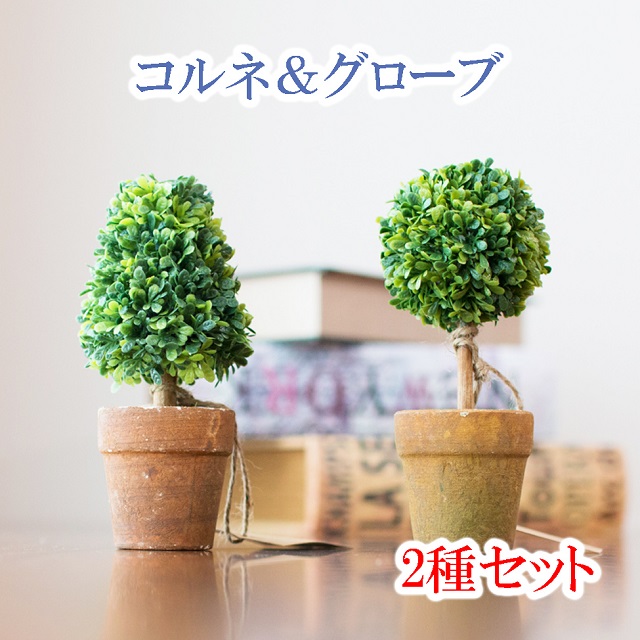 楽天市場 光触媒 フェイクグリーン ミニ トピアリー コルネ グローブ 2種セット 観葉植物 グリーン おしゃれ 人工観葉植物 Pvc樹脂製 高さ15cm Fujiパッケージプラザ 楽天市場店