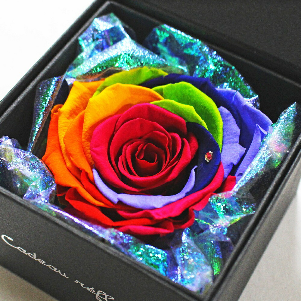 楽天市場】ガラスドーム ハート レインボーローズ プリザーブド