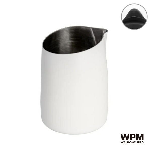 WPM ハンドルレス ミルクピッチャー ラウンドスパウト 450mL マットホワイト HC7106MW-1 ラテアート ミルクジャグ フォームピッチャー ラテピッチャー バリスタピッチャー バリスタ スチーミング フォームミルク スチームミルク エスプレッソマシン ハンドルフリー