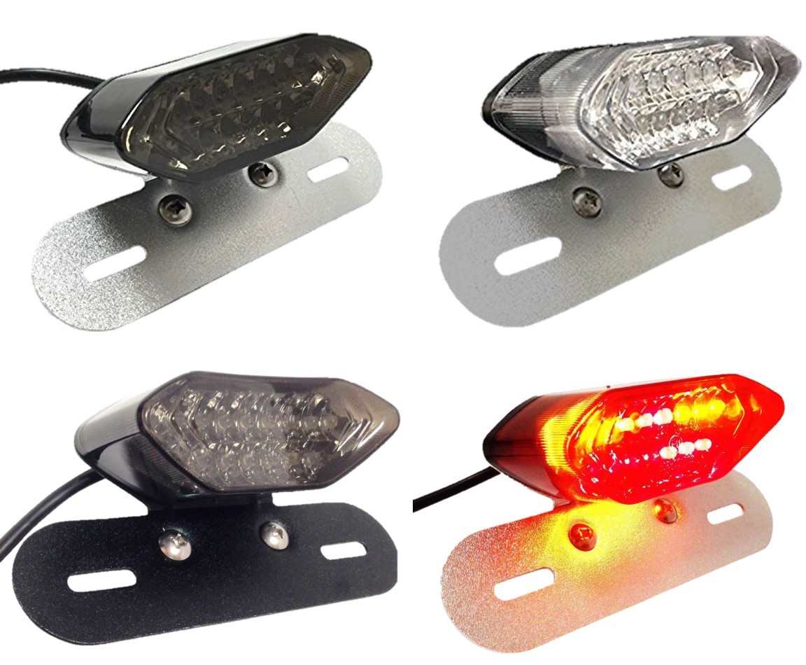 テールランプ LED ステー 一体型 バイク ウインカー ナンバー灯付き 汎用品